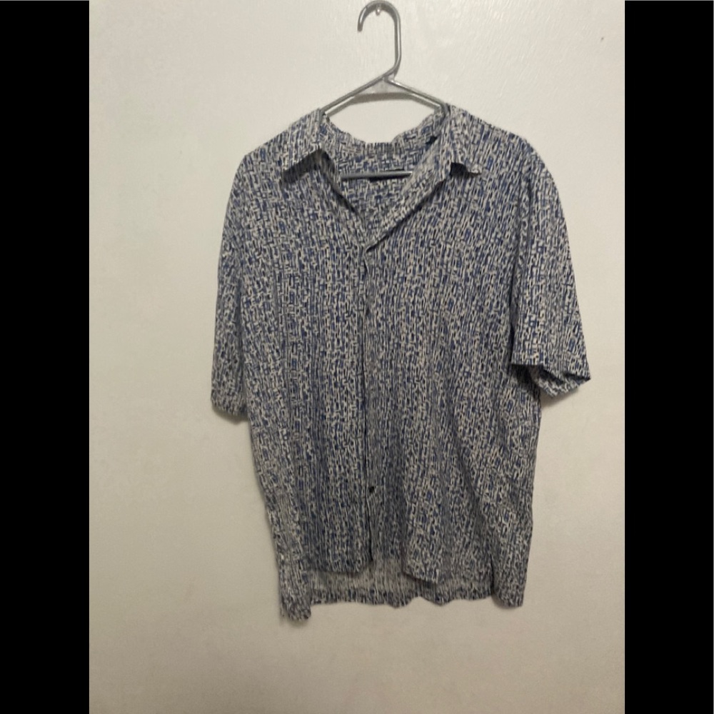 Alfani blue and black patterned button down shirt